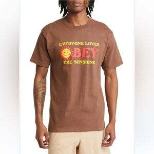 Obey Sunshine Brown graphic T like new